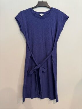 J. Crew Indigo Blue Tie-Waist Mini T-Shirt Dress Women’s Size Small Casual